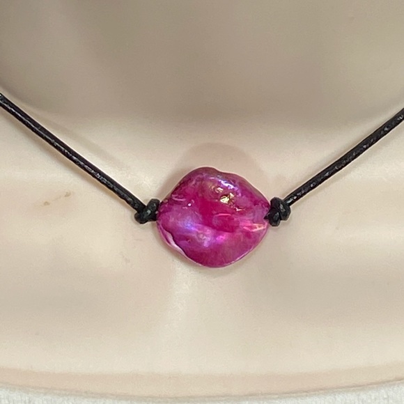 Hand Crafted Jewelry - SJC Opalescent Pink Mother of Pearl Necklace